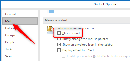 Turn off or change notifications and sounds in outlook for mac